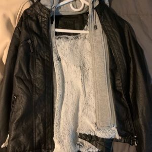 Winter leather jacket insulated